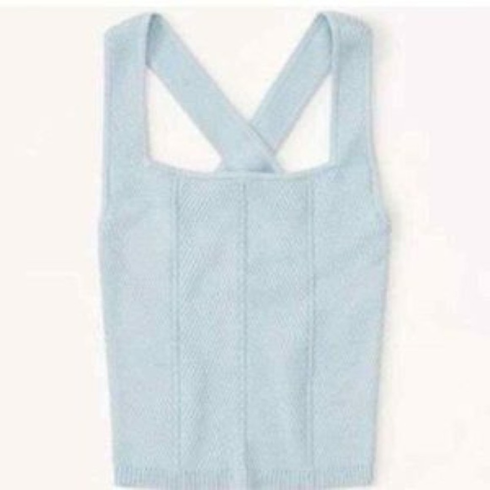 Abercrombie & Fitch Sage Green/Blue Sleeveless Sweater Tank Top